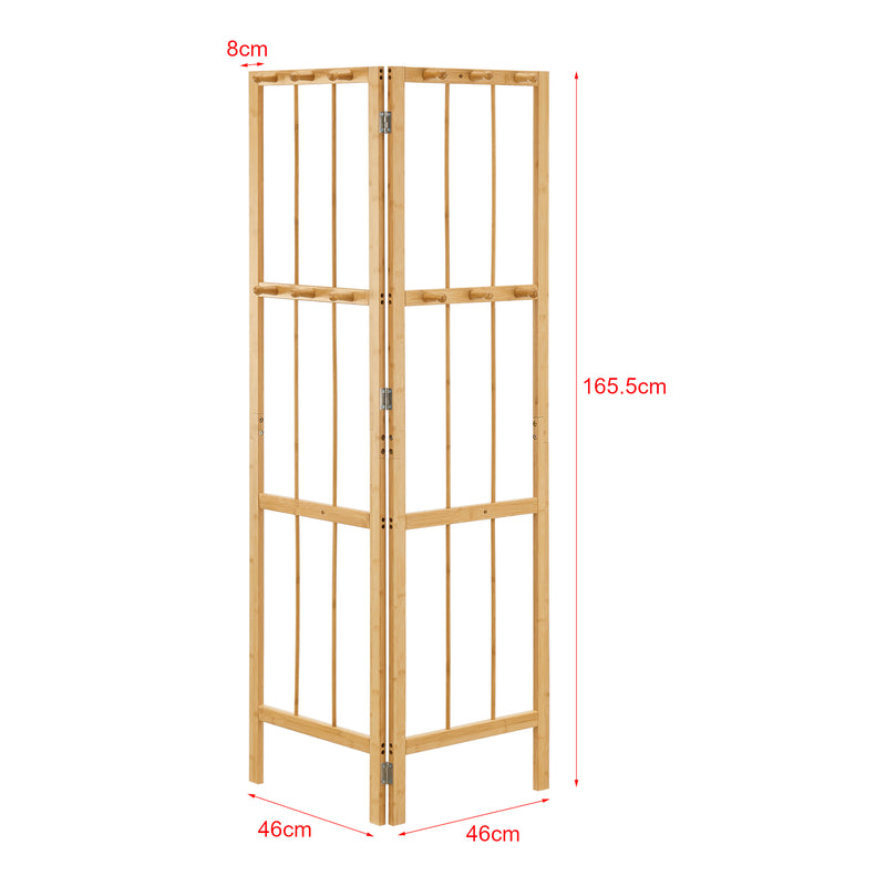 Croquis coté Portemanteau pliable Hyllestad bambou 166 x 92 x 8 cm naturel [en.casa]