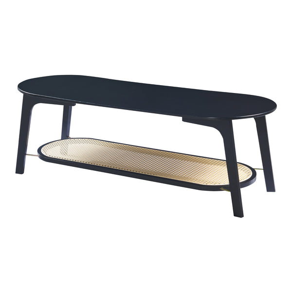 Table basse Taivalkoski 120x43x40 cm Noir/Aspect rotin [en.casa]