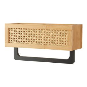 Étagère murale Tervola 36 x 13 x 19 cm naturel effet rotin noir [en.casa]