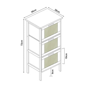 Commode de salle de bain Tervola avec 3 tiroirs Noir/Bambou [en.casa]