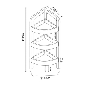 Étagère d'angle Tervola 80x23x23 cm Noir/Bambou [en.casa]