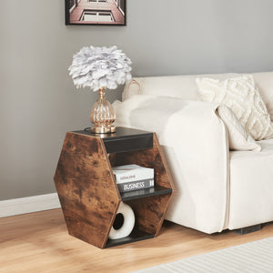 Ensemble de tables basses Molde 2 pièces Noir/Aspect noyer [en.casa]