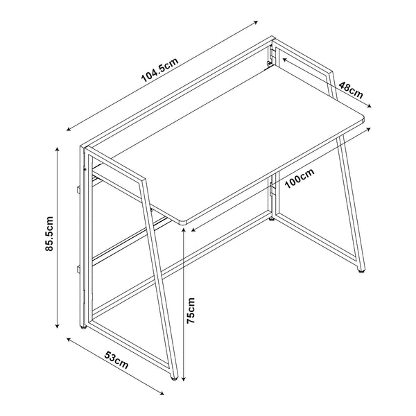 Bureau rabattable Ringerike 104,5x53x85,5cm Noir/Noyer [en.casa]