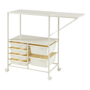 Chariot Sørfold avec caisses 100x37x85cm Blanc [en.casa]
