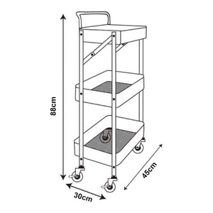 Chariot roulant Vörå à 3 niveaux 88x45x30cm Noir [en.casa]