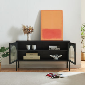 Meuble TV Karlskrona 115x35x64 cm Noir mat [en.casa]
