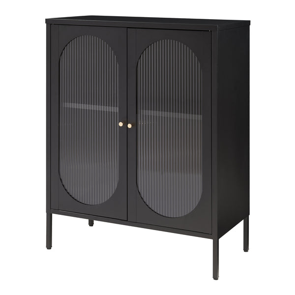 Buffet Karlskrona 102x80x40 cm Noir mat [en.casa]