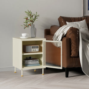 Armoire d'appoint Lindau 56 x 40 x 40 cm blanc crème [en.casa]
