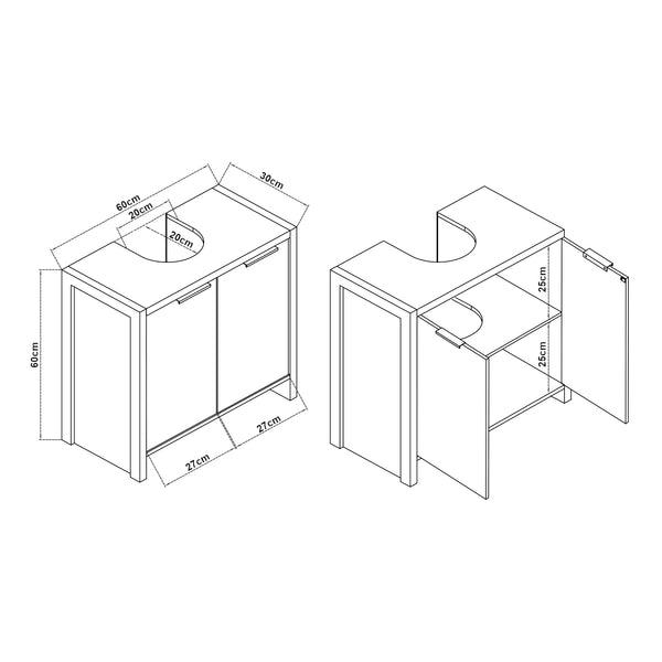 Meuble sous-lavabo Namsskogan 60x60x30cm aspect noyer [en.casa]