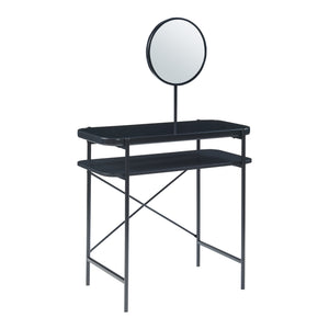 Coiffeuse Hjelmeland avec miroir 129x80x44 cm Noir [en.casa]