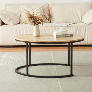 Lot de 2 tables basses gigognes Niederlande de tailles différentes noir effet chêne [en.casa]