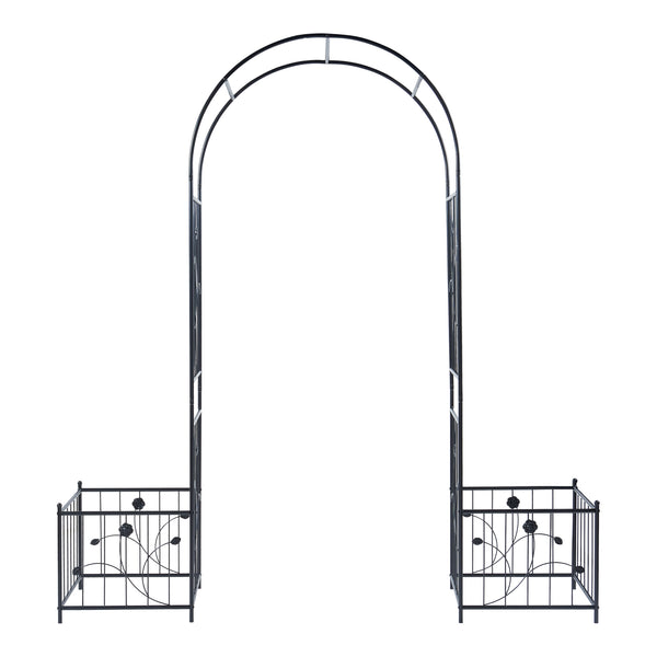 Arche de rose Barisciano avec 2 jardinières Noir [casa.pro]