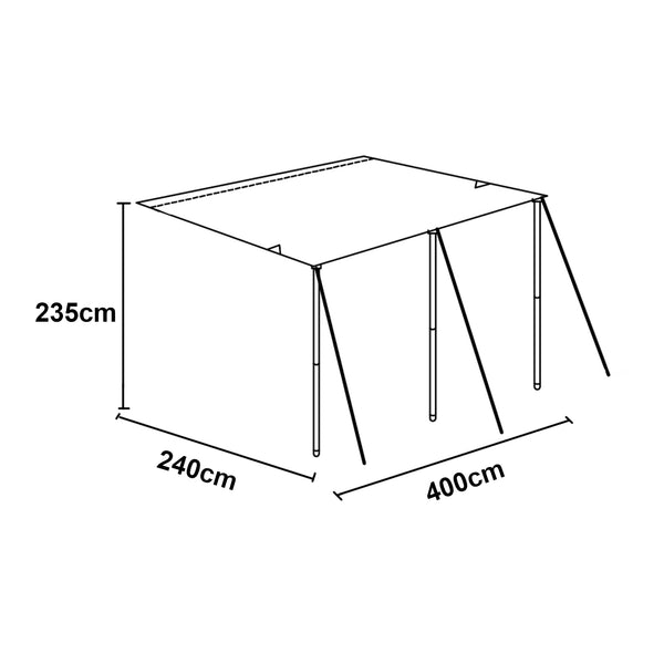 Auvent de caravane Beuningen 400x240x235 cm Gris [pro.tec]