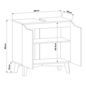 Meuble sous-lavabo Overath 60x60x30cm Gris [en.casa]