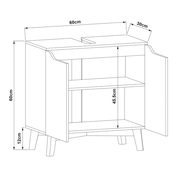 Meuble sous-lavabo Overath 60x60x30cm Gris [en.casa]