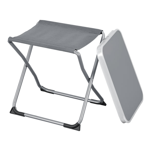 Tabouret et table de camping 2 en 1 Barete 47 x 47 x 37 cm gris [en.casa]
