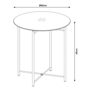 Table d'appoint Ödeshög avec plateau en verre 45xØ42cm Noir [en.casa]