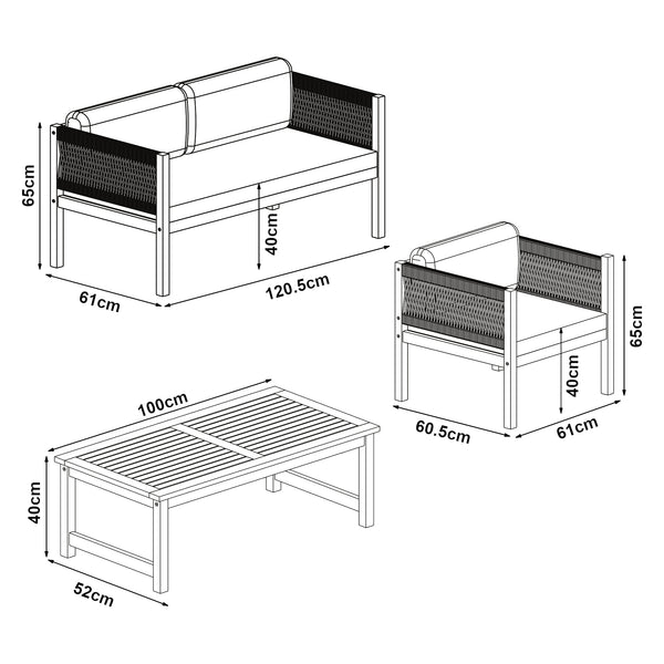 Ensemble de mobilier de jardin Cannole 4 pièces Bois d'acacia Couleur bois [casa.pro]