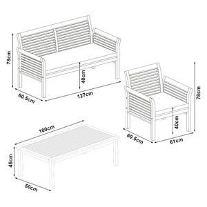 Ensemble de mobilier de jardin Candela 4 pièces Bois d'acacia Couleur bois [casa.pro]