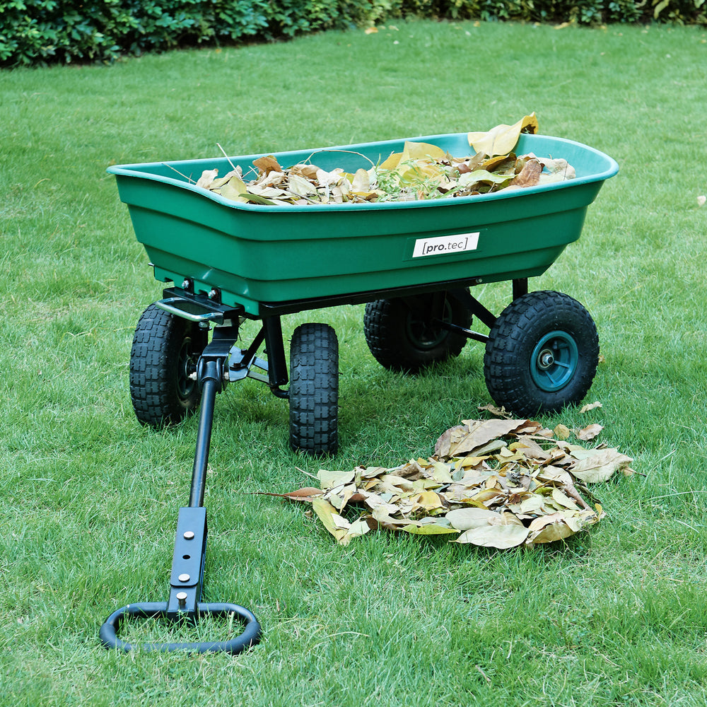 Chariot de jardin Corfinio benne basculante capacité de charge 250 kg vert noir pro.tec