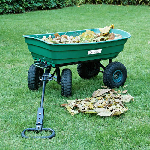 Chariot de jardin Corfinio benne basculante capacité de charge 250 kg vert noir pro.tec