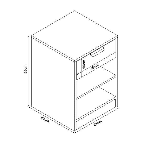 Table de chevet Varkaus 55x43x40cm aspect chêne [en.casa]