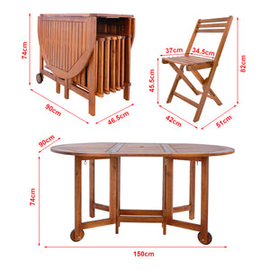 Ensemble de meubles de jardin 7 pièces Acerenza bois d'acacia naturel Certifié FSC® [en.casa]