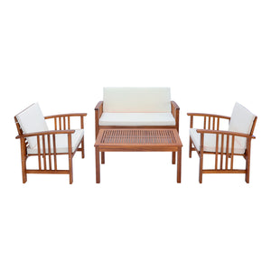 Ensemble de mobilier de jardin Brissogne 4 pièces en bois d'acacia certifié FSC® [en.casa]