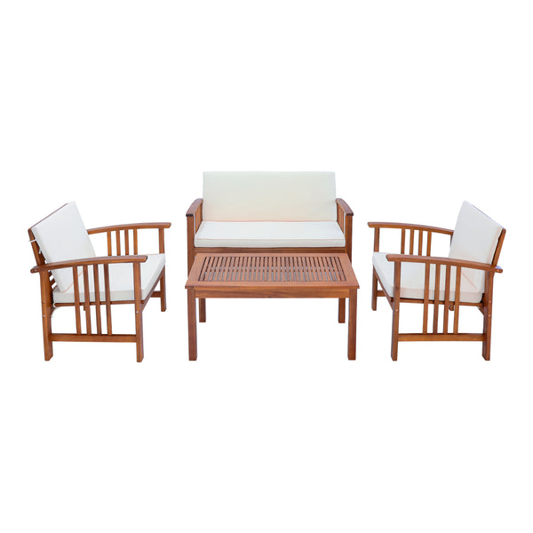 Ensemble de mobilier de jardin Brissogne 4 pièces en bois d'acacia certifié FSC® [en.casa]