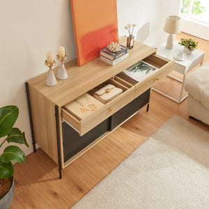 Meuble TV Tysnes 120x40x75 cm Chêne/Noir [en.casa]