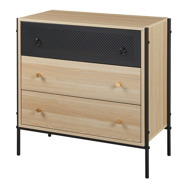Commode Tysnes avec 3 tiroirs 80x80x40 cm Chêne/Noir [en.casa]