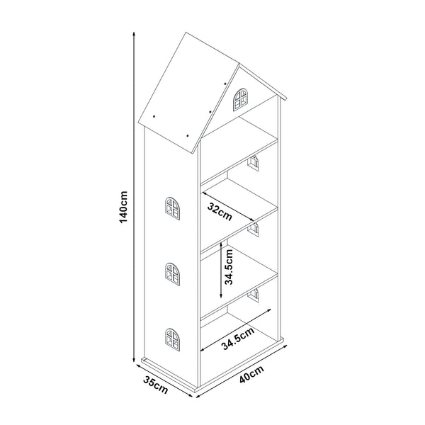 Étagère pour enfants Vipsali 140x40x35 cm Blanc/Rose [en.casa]