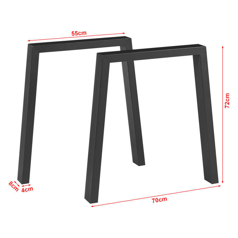 Croquis coté Lot de 2 pieds de table Kraftisried acier 72 x 70 cm noir [en.casa]