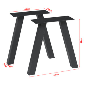Ensemble de 2 pieds de table Mariager 42x40cm Noir [en.casa]