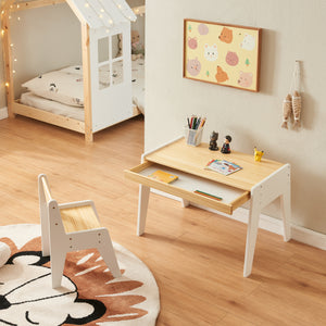Bureau d'enfant avec chaise Skinnskatteberg Bois/Blanc [en.casa]
