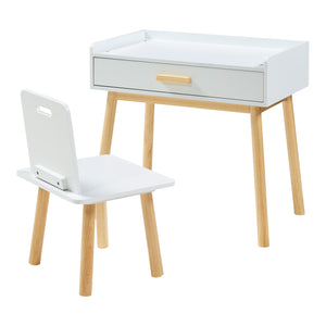 Ensemble de bureau et chaise pour enfants Skjervøy naturel blanc [en.casa]