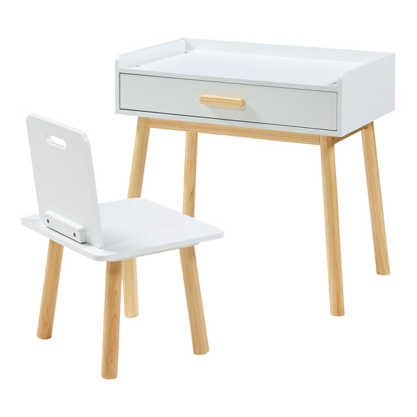 Ensemble de bureau et chaise pour enfants Skjervøy naturel blanc [en.casa]