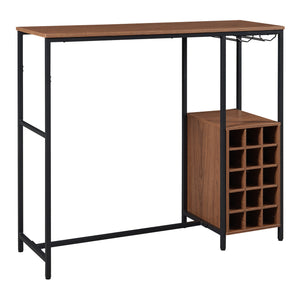 Table de bar Trøndelag 120x40x105 cm avec casier à vin pour 15 bouteilles [en.casa]