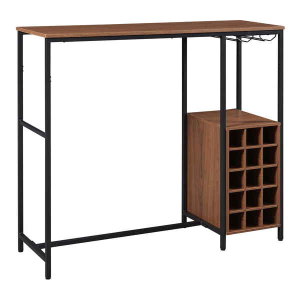 Table de bar Trøndelag 120x40x105 cm avec casier à vin pour 15 bouteilles [en.casa]