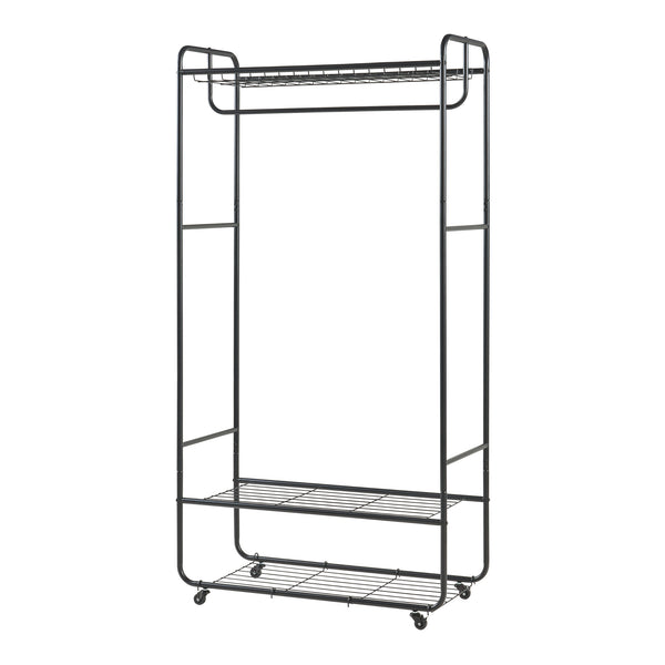 Porte-manteau sur roulettes Vestvågøy 176x90x40 cm Noir [en.casa]