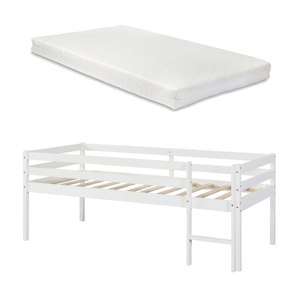 Lit enfant Siikalatva avec matelas 90x200cm Blanc [en.casa]