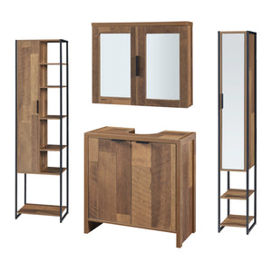 Ensemble de meubles de salle de bain Namsskogan 4 pièces, aspect noyer [en.casa]