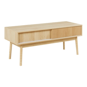 Table TV Landskrona 115x40x48 cm avec deux portes coulissantes aspect chêne [en.casa]