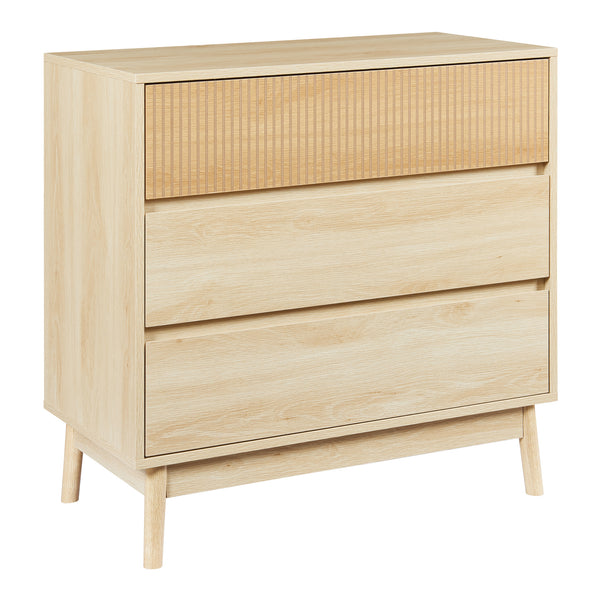 Commode Landskrona 80x80x40 cm avec 3 tiroirs aspect chêne [en.casa]