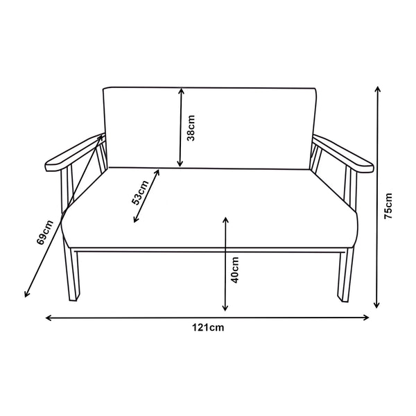 Canapé rembourré 2 places Kinda 121x69x75 cm Gris [en.casa]