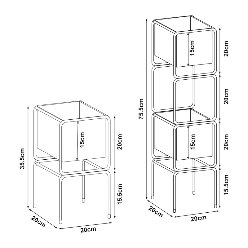Croquis coté Ensemble de 2 porte-plantes Sveio noir [en.casa]