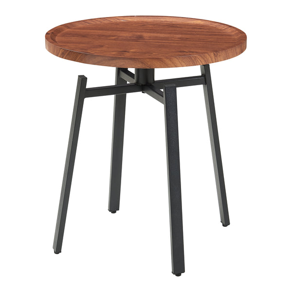 Table d'appoint Mippeena 54xØ50 cm Noir/Noyer [en.casa]