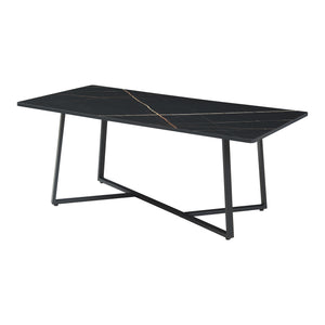 Table basse Riskiften 120x60x48 cm aspect marbre, noir [en.casa]