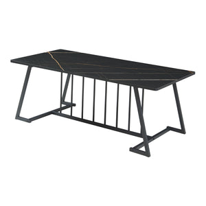 Table basse Nospoo 120x60x46 cm aspect marbre, noir [en.casa]