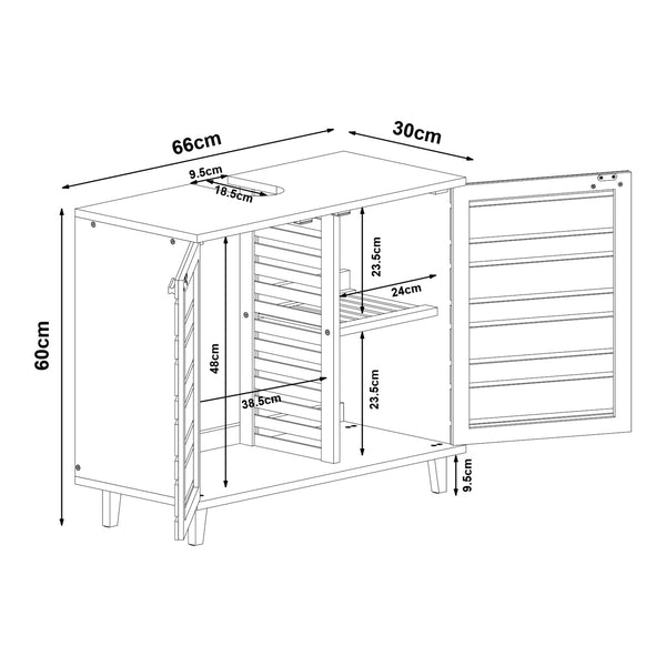 Meuble sous-lavabo Epind 60x66x30 cm Bambou Naturel [en.casa]